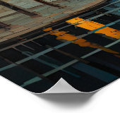 Modern Abstract Design Goud Sinaasappel Blauw Euro Poster (Hoek)