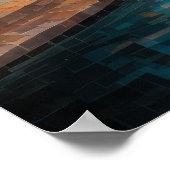 Modern Abstract Design Goud Sinaasappel Blauw Euro Poster (Hoek)