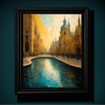 Modern Abstract Design Goudblauw Europees