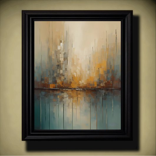 Modern Abstract Design Gouden en Blauwe Grijze Ton Poster