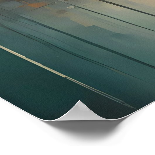 Modern Abstract Design Gouden en Blauwe Grijze Ton Poster (Hoek)