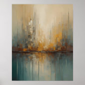 Modern Abstract Design Gouden en Blauwe Grijze Ton Poster (Voorkant)