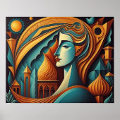 Modern Abstract Design Kubisme Surrealisme 4:5 Poster (Voorkant)