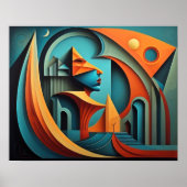 Modern Abstract Design Kubisme Surrealisme 4:5 Poster (Voorkant)