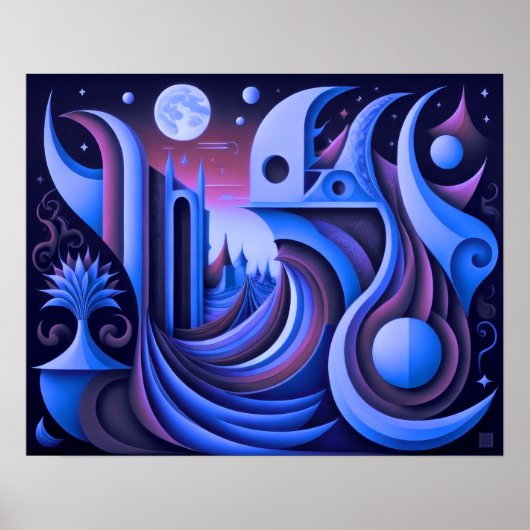 Modern Abstract Design Kubisme Surrealisme 4:5 Poster (Voorkant)