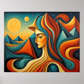 Modern Abstract Design Kubisme Surrealisme 4:5 Poster (Voorkant)