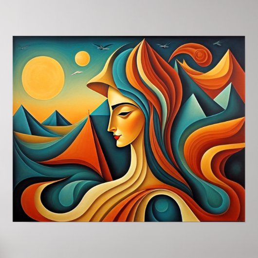 Modern Abstract Design Kubisme Surrealisme 4:5 Poster (Voorkant)