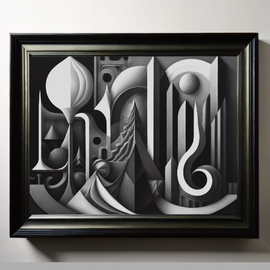 Modern Abstract Design Zwart kubisme Surrealisme 4 Poster