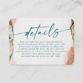 Modern Abstract Donker Blauwgroen & Koper Bruiloft Informatiekaartje (Voorkant)