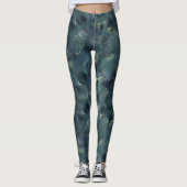 Modern Abstract Donkergroen Tie Dye Pattern Leggings (Voorkant)