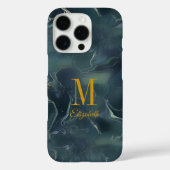 Modern Abstract donkergroen turquoise monogram naa Case-Mate iPhone Case (Achterkant)