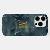 Modern Abstract donkergroen turquoise monogram naa Case-Mate iPhone Case (Achterkant (horizontaal))
