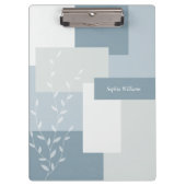 Modern Abstract Dusty Blue White Leaf Clipboard Klembord (Voorkant)