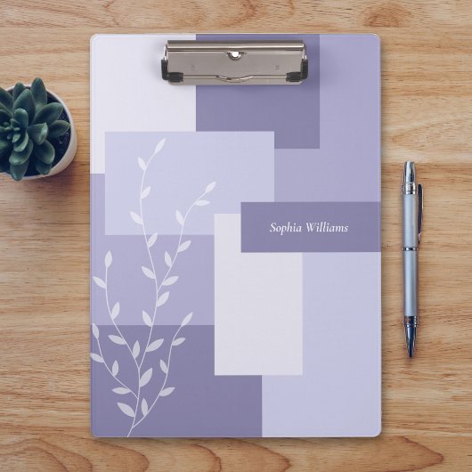 Modern Abstract Dusty Purple White Leaf Clipboard Klembord