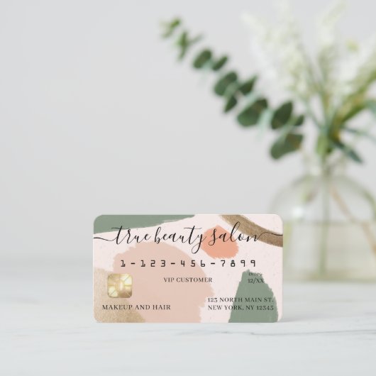 Modern Abstract Earth Tones Gold Art Credit Kaart Visitekaartje (Staand voorkant)