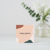 Modern Abstract Earthy Green Brown 3 Vierkante Visitekaartje (Staand voorkant)