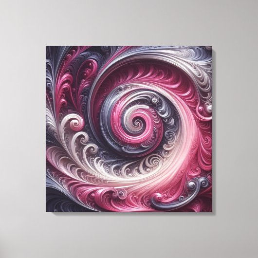 Modern Abstract Eenvoudig Draaiend Roze en Paarse Canvas Afdruk (Voorkant)