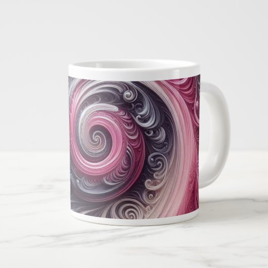 Modern Abstract Eenvoudig Draaiend Roze en Paarse Grote Koffiekop (Voorkant rechts)