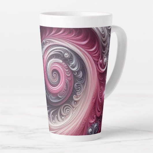 Modern Abstract Eenvoudig Draaiend Roze en Paarse Latte Mok (Rechterhoek)