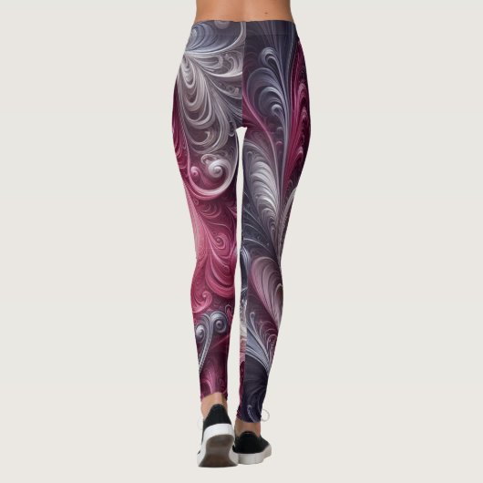 Modern Abstract Eenvoudig Draaiend Roze en Paarse Leggings (Achterkant)