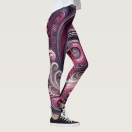Modern Abstract Eenvoudig Draaiend Roze en Paarse Leggings