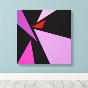 Modern Abstract Eenvoudig Geometrisch Rood roze Zw Canvas Afdruk