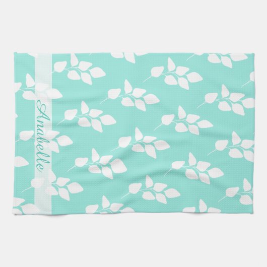 Modern Abstract Eucalyptus Branch Pattern | Theedoek (Horizontaal)