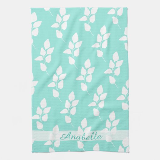 Modern Abstract Eucalyptus Branch Pattern | Theedoek (Verticaal)