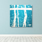 Modern Abstract Expressionism Textured Blue White Canvas Afdruk (Insitu (Houten vloer))