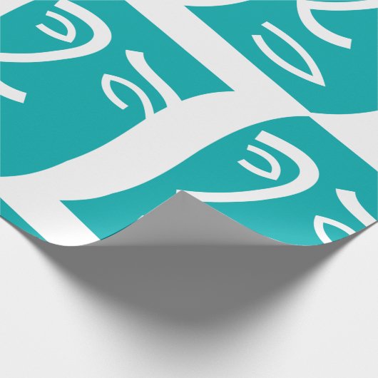 Modern Abstract Face Line Art Teal Cadeaupapier (Hoek)