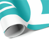 Modern Abstract Face Line Art Teal Cadeaupapier (Rol Hoek)