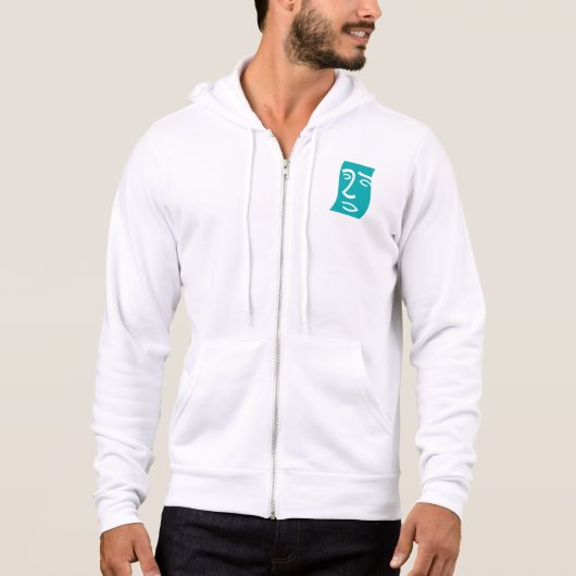 Modern Abstract Face Line Art Teal Hoodie (Voorkant)