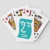 Modern Abstract Face Line Art Teal Pokerkaarten (Achterkant)