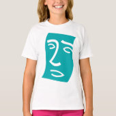 Modern Abstract Face Line Art Teal T-shirt (Voorkant)