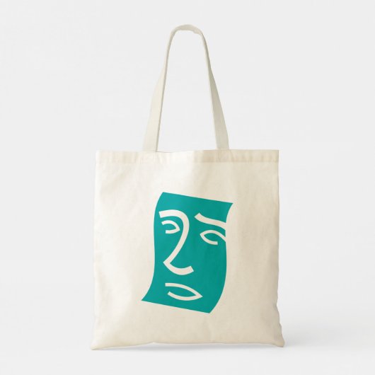Modern Abstract Face Line Art Teal Tote Bag (Achterkant)