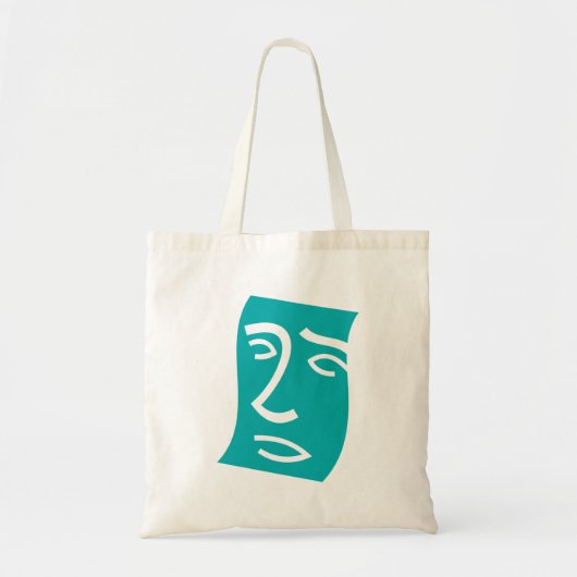 Modern Abstract Face Line Art Teal Tote Bag (Voorkant)