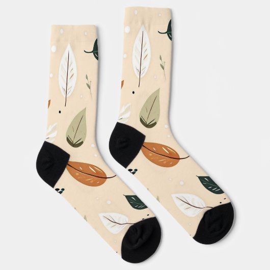 Modern Abstract Fall Leaves Pattern Socks Sokken (Rechts)