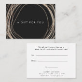modern abstract faux gold swirl gift certificaat (Voorkant / Achterkant)