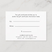 modern abstract faux gold swirl gift certificaat (Achterkant)