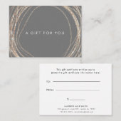 modern abstract faux gold swirl gift certificaat (Voorkant / Achterkant)
