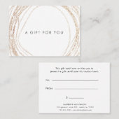 modern abstract faux gold swirl gift certificaat (Voorkant / Achterkant)
