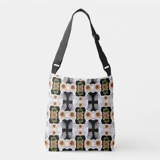 Modern abstract floral art crossbody tas (Voorkant)
