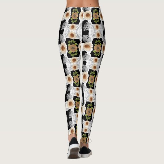 Modern abstract floral art leggings (Achterkant)