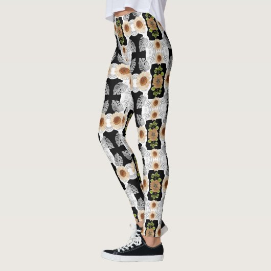 Modern abstract floral art leggings (Links)