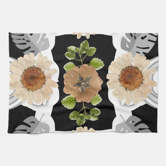 Modern abstract floral art theedoek (Horizontaal)