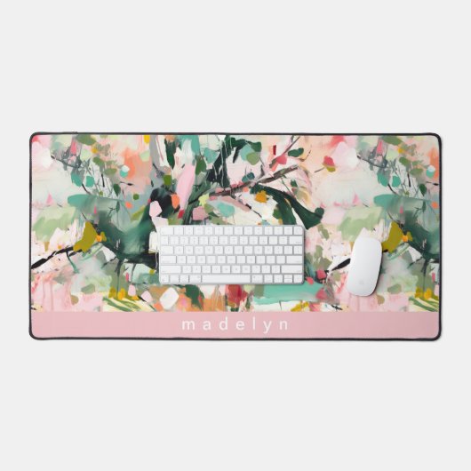 Modern Abstract Floral Botanical Personalized Bureaumat (Keyboard & Muis)