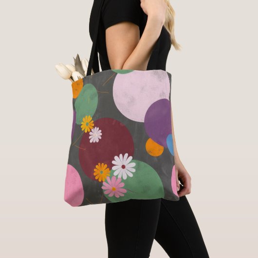 Modern Abstract Floral Circles Tote Bag (Dichtbij)