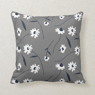Modern Abstract Floral Pattern Grey Kussen