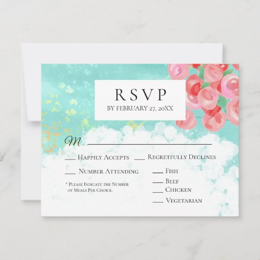 *~* Modern Abstract Flower Glitter Wedding RSVP Kaartje (Voorkant)
