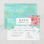*~* Modern Abstract Flower Glitter Wedding RSVP Kaartje (Voorkant / Achterkant)